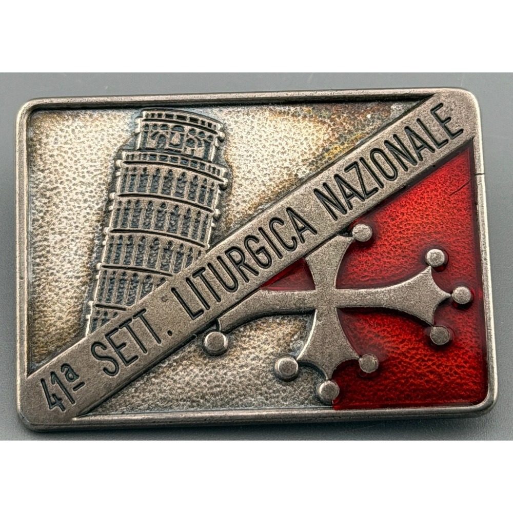 Vintage Pisa Brooch 41st National Liturgical Week Religious Enamel Pin Badge